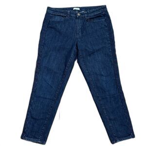 Coldwater Creek Women's Ankle Jeans Diamond Embroidered Sides Dark Wash Size 12